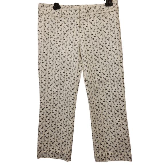 J.Crew Stretch Size 2 City Fit Capri Pants White and Black Anchors Womens - Picture 1 of 6